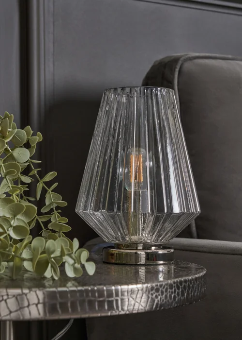 BHS Poplar Small Vessel Table Lamp Clear/ Chrome - One Size Image 1