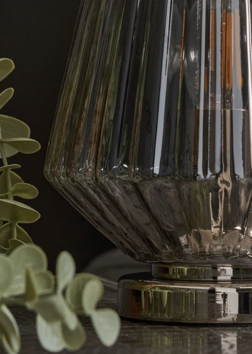 BHS Poplar Small Vessel Table Lamp Chrome/Smoke - One Size Image 3