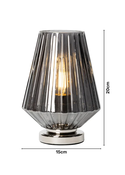 BHS Poplar Small Vessel Table Lamp Chrome/Smoke - One Size Image 5