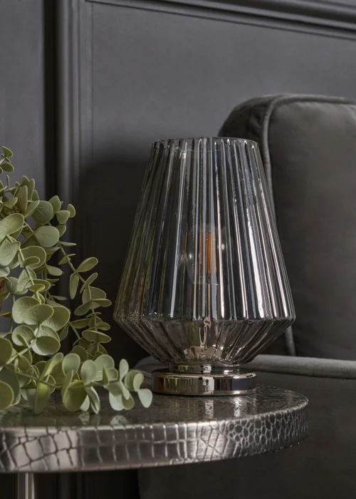 BHS Poplar Small Vessel Table Lamp Chrome/Smoke - One Size Image 1