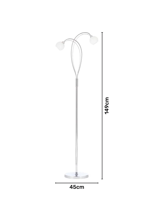 BHS Soni Floor Lamp 2 Light Chrome (149cm x 45cm) - One Size Image 6