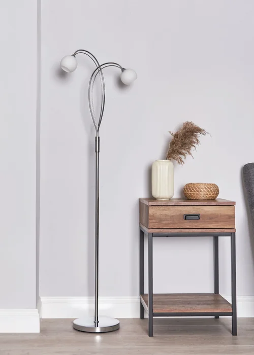 BHS Soni Floor Lamp 2 Light Chrome (149cm x 45cm) - One Size Image 2