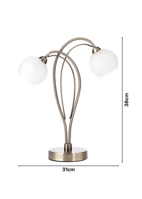 BHS Soni Table Lamp 2 Light Antique Brass (38cm x 31cm) - One Size Image 6