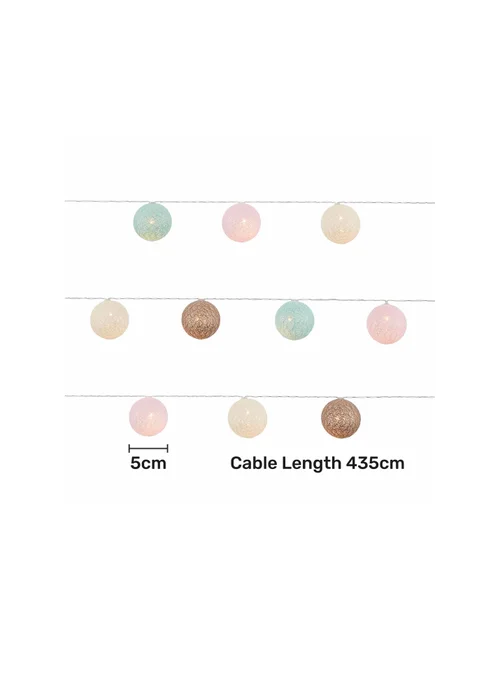Glow Pom Pom LED String Lights (5cm x 435cm) - One Size Image 5