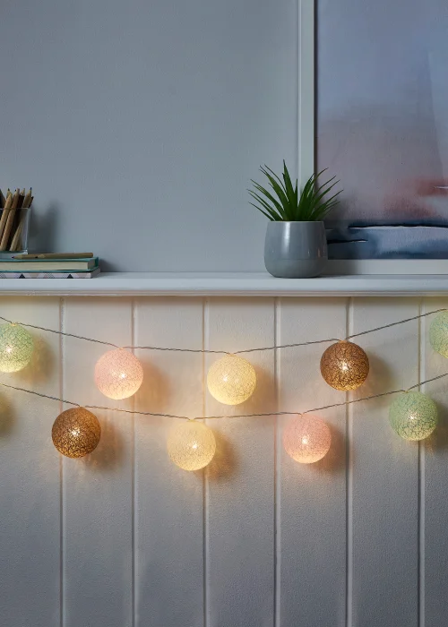 Glow Pom Pom LED String Lights (5cm x 435cm) - One Size Image 1