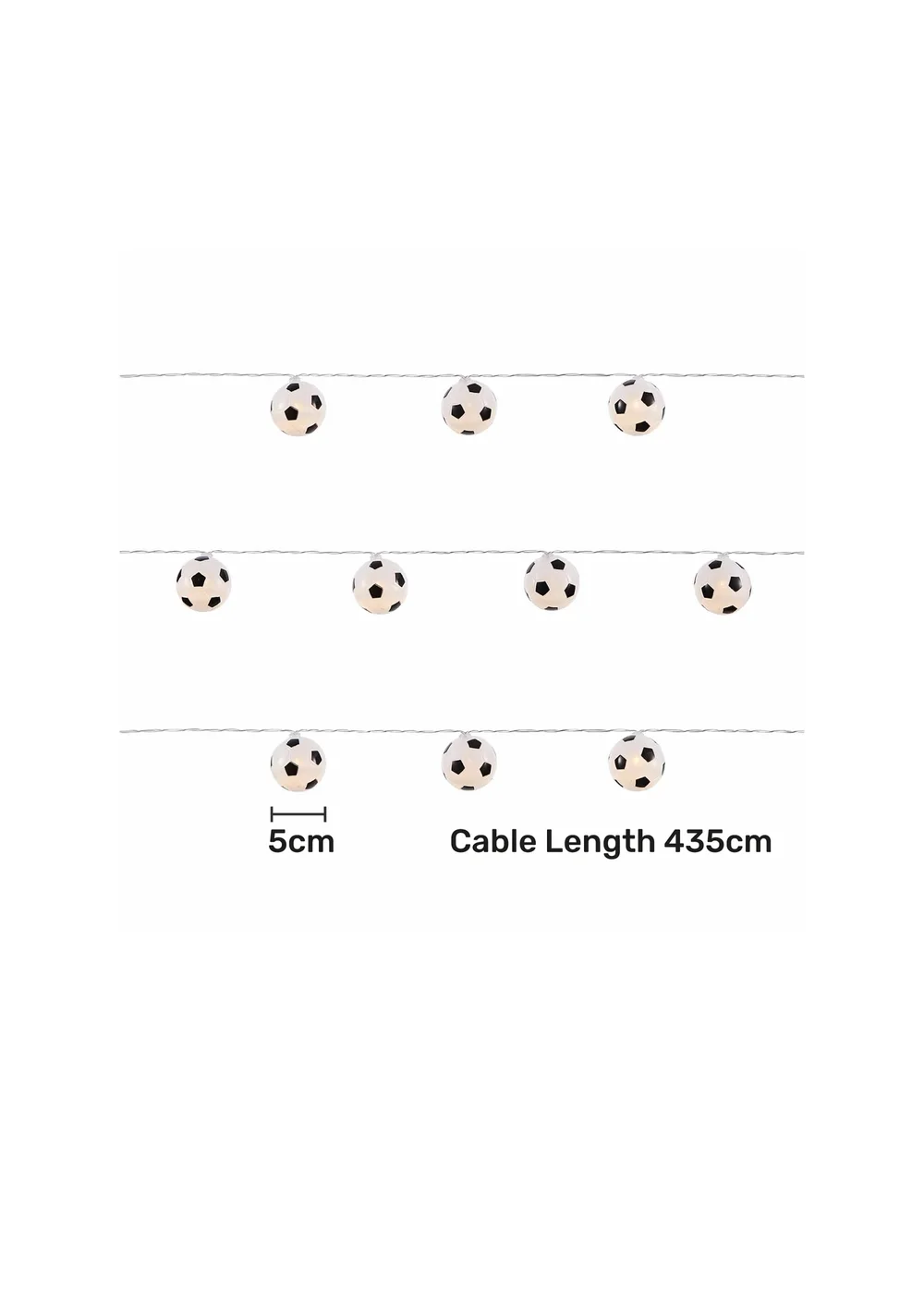 Glow Football LED String Lights (5cm x 435cm) - One Size Image 5