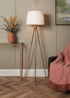 BHS Tristan Tripod Floor Lamp Copper (150cm x 55cm) - One Size Image 1