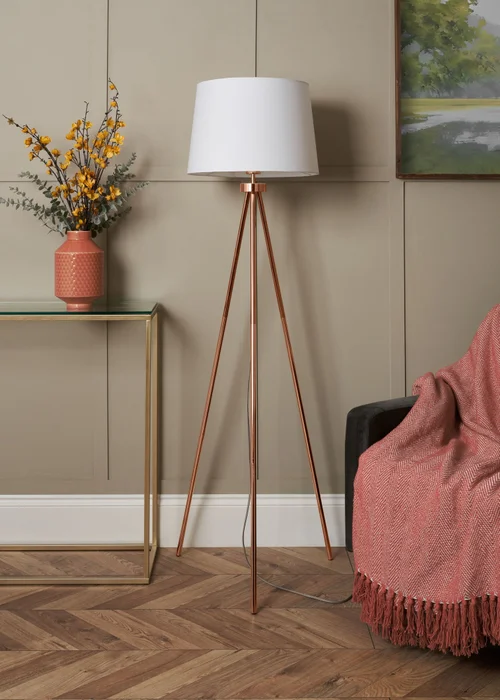 BHS Tristan Tripod Floor Lamp Copper (150cm x 55cm) - One Size Image 2