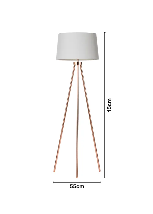 BHS Tristan Tripod Floor Lamp Copper (150cm x 55cm) - One Size Image 5