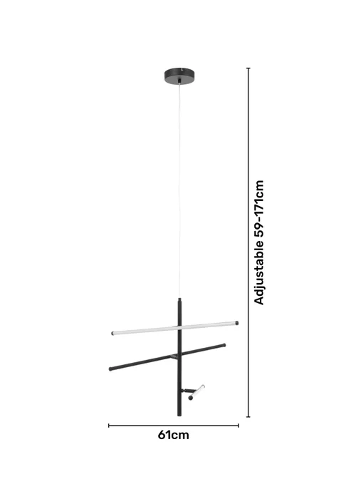 BHS Zaha LED Stick Ceiling Light Black (Adjustable 59-171cm x 61cm) - One Size Image 4