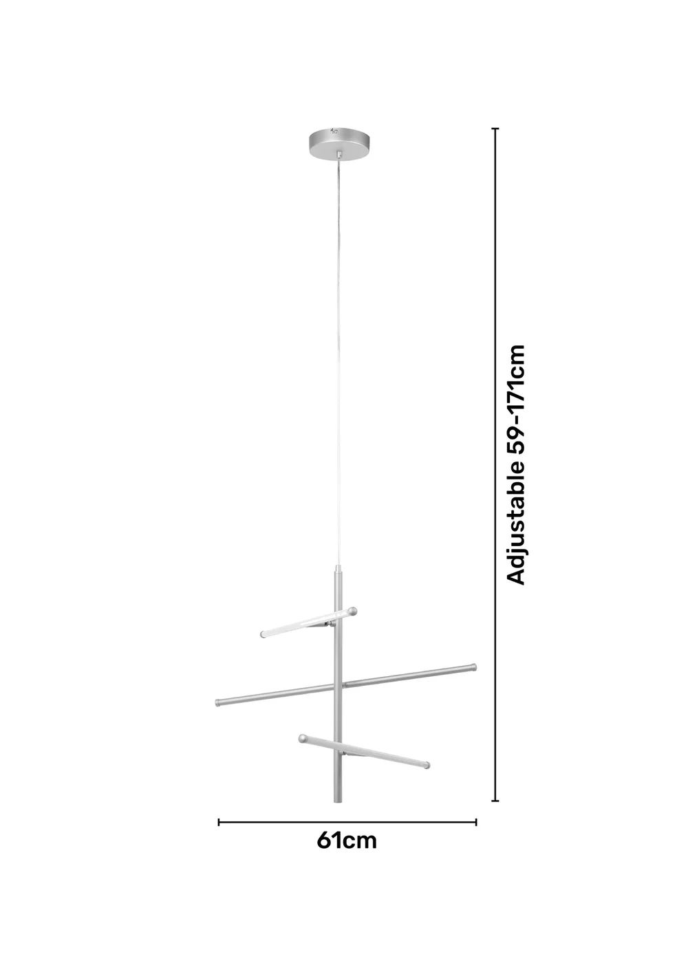 BHS Zaha LED Stick Ceiling Light Silver (Adjustable 59-171cm x 61cm) - One Size Image 3