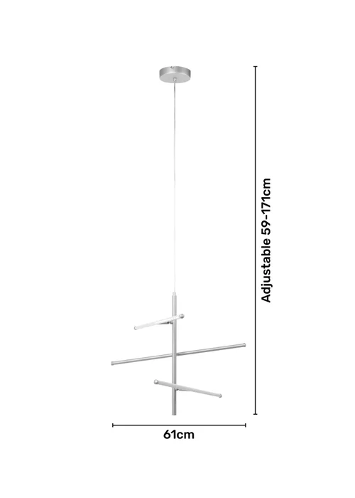 BHS Zaha LED Stick Ceiling Light Silver (Adjustable 59-171cm x 61cm) - One Size Image 3