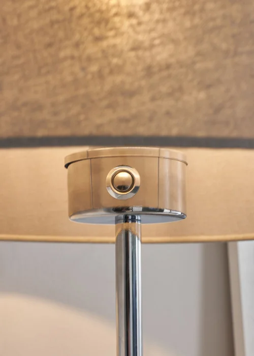 BHS Mira Touch Floor Lamp Chrome & Grey (155cm x 38cm) - One Size Image 3