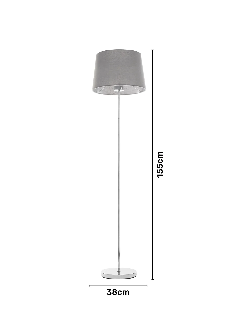 BHS Mira Touch Floor Lamp Chrome & Grey (155cm x 38cm) - One Size Image 6