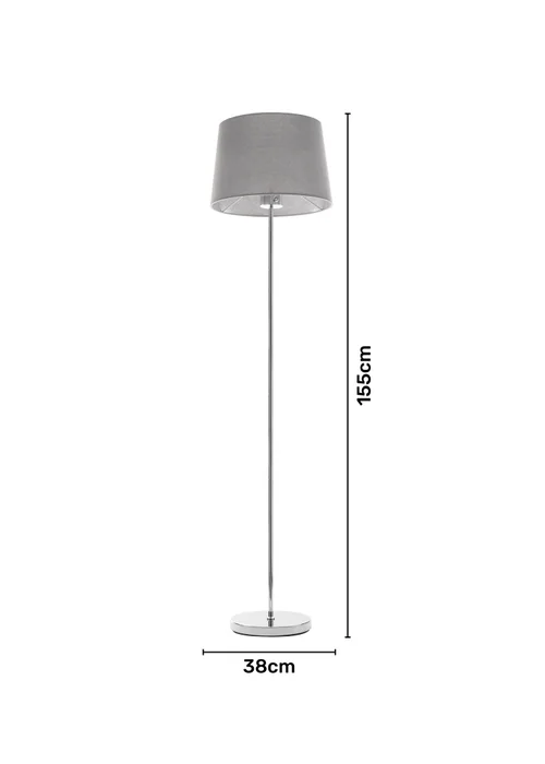 BHS Mira Touch Floor Lamp Chrome & Grey (155cm x 38cm) - One Size Image 6