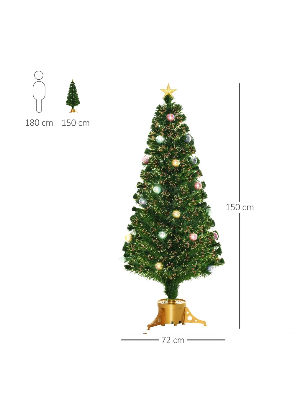 HOMCOM 5FT Prelit Artificial Christmas Tree - One Size Image 3