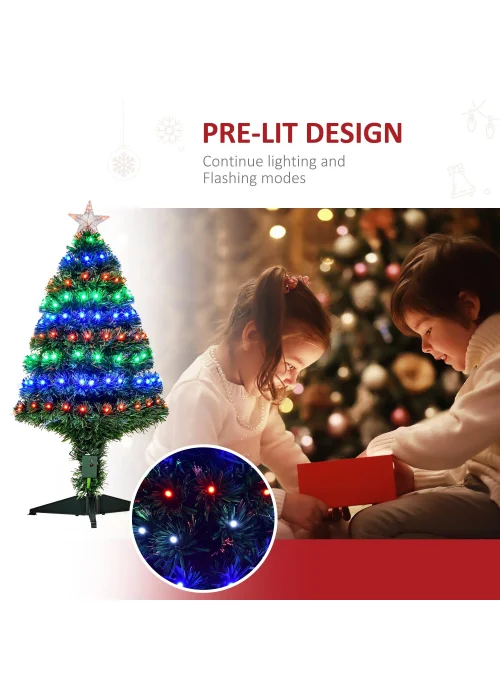 HOMCOM 3ft 90cm Fibre Optic Artificial Christmas Tree - 3FT Image 5