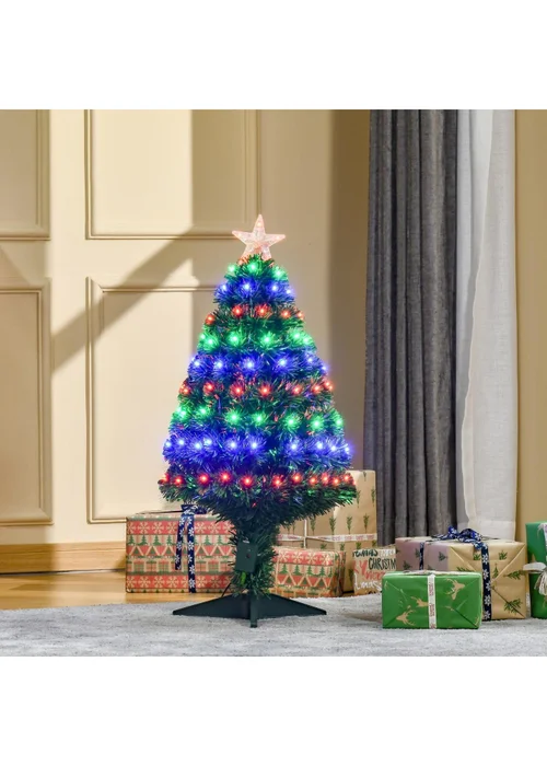 HOMCOM 3ft 90cm Fibre Optic Artificial Christmas Tree - 3FT Image 1