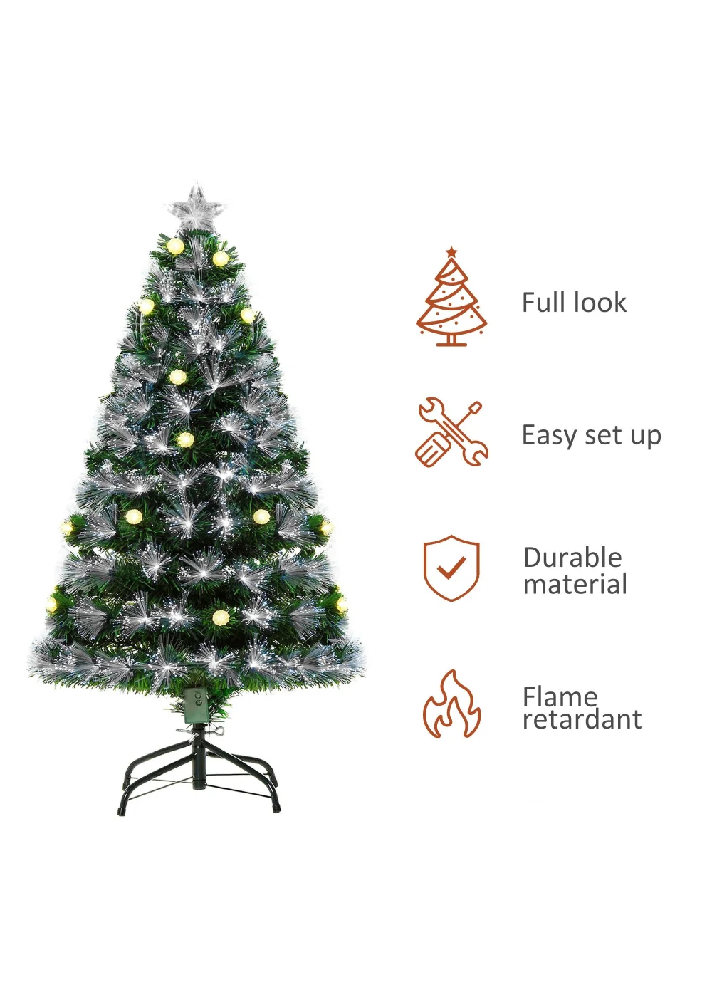HOMCOM 4ft White Light Artificial Christmas Tree - 120cm Image 4