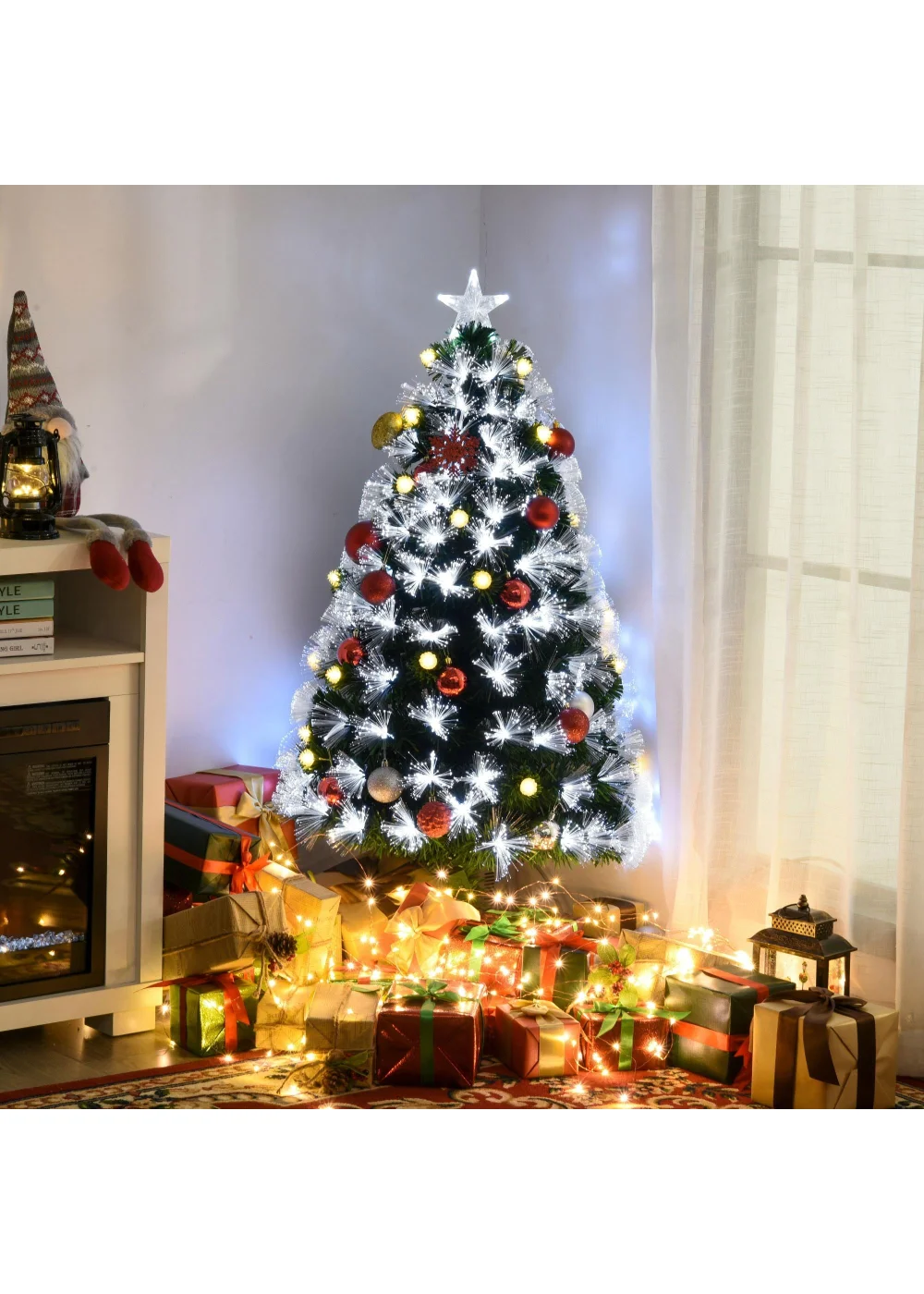 HOMCOM 4ft White Light Artificial Christmas Tree - 120cm Image 2