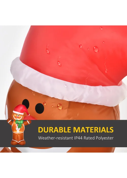 HOMCOM 6ft Christmas Inflatable Gingerbread Man - 6ft Image 5