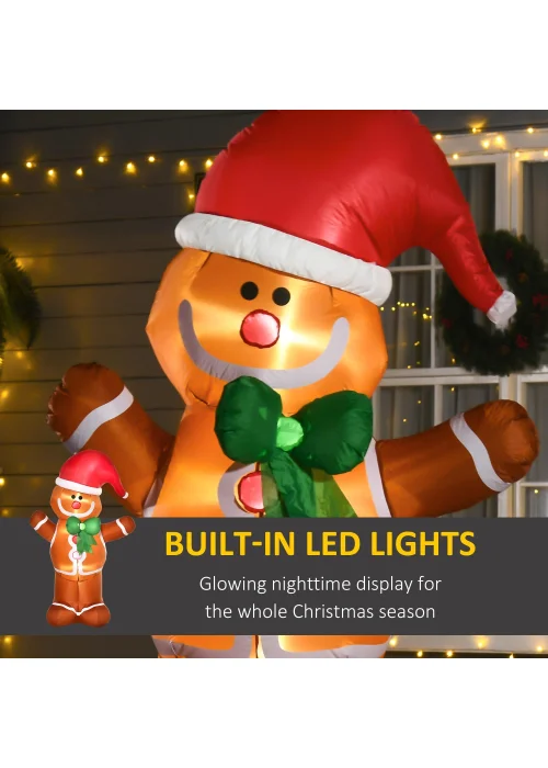 HOMCOM 6ft Christmas Inflatable Gingerbread Man - 6ft Image 4