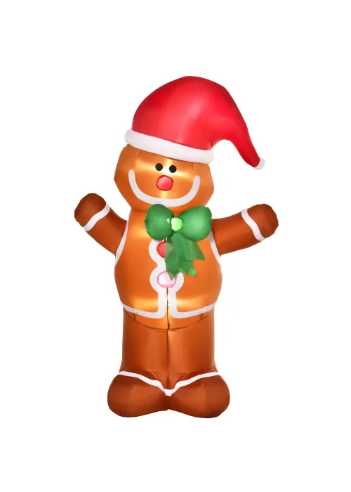 HOMCOM 6ft Christmas Inflatable Gingerbread Man - 6ft Image 1