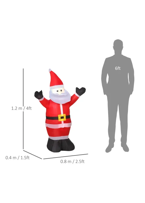 HOMCOM 4ft Inflatable Christmas Santa Claus - One Size Image 3
