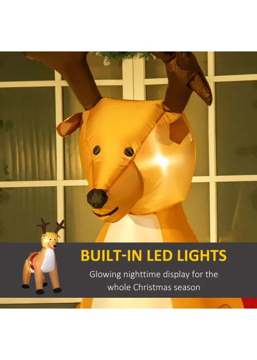 HOMCOM 6ft Christmas Inflatable Reindeer - 6ft Image 4