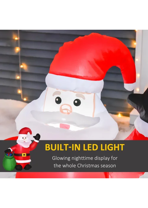 HOMCOM Inflatable Blow up Christmas Santa Claus 4ft LED Yard Holiday Decoration - One Size Image 4