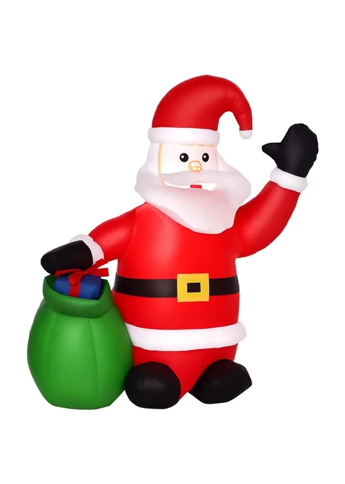 HOMCOM Inflatable Blow up Christmas Santa Claus 4ft LED Yard Holiday Decoration - One Size Image 2