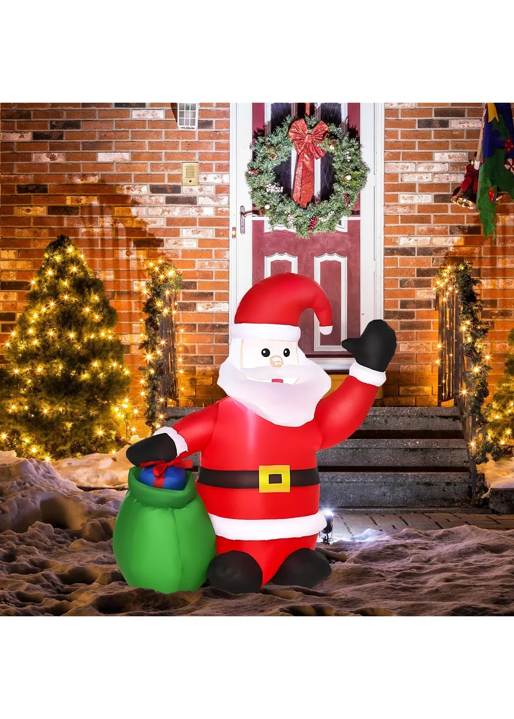 HOMCOM Inflatable Blow up Christmas Santa Claus 4ft LED Yard Holiday Decoration - One Size Image 1