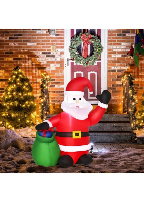 HOMCOM Inflatable Blow up Christmas Santa Claus 4ft LED Yard Holiday Decoration - One Size Image 1