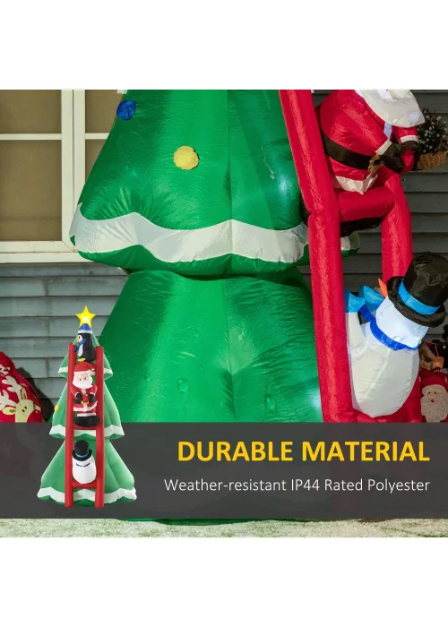 HOMCOM Inflatable Christmas Tree with Santa Claus, Penguin and Snowman on a Ladder (8Ft) - One Size Image 5