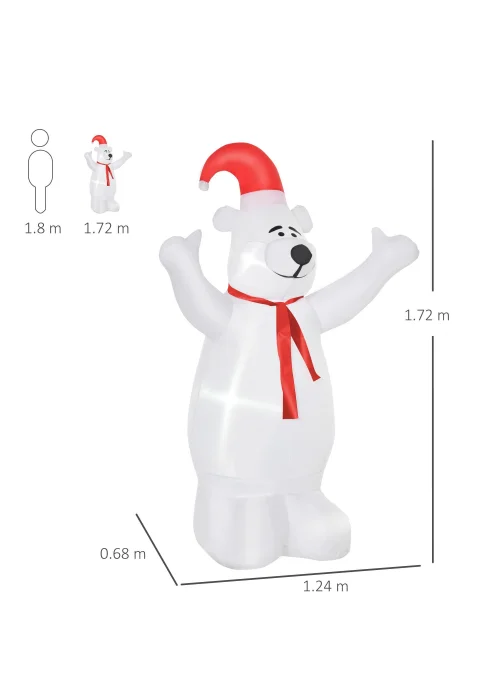 HOMCOM 6ft Tall Outdoor Inflatable Bear Airblown Projection Holiday Christmas Lawn Décor - 6ft Image 3