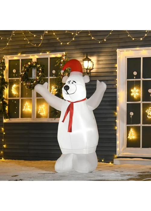HOMCOM 6ft Tall Outdoor Inflatable Bear Airblown Projection Holiday Christmas Lawn Décor - 6ft Image 1