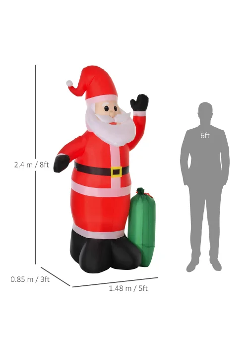 HOMCOM 7.5ft Inflatable Christmas Santa Claus - One Size Image 3