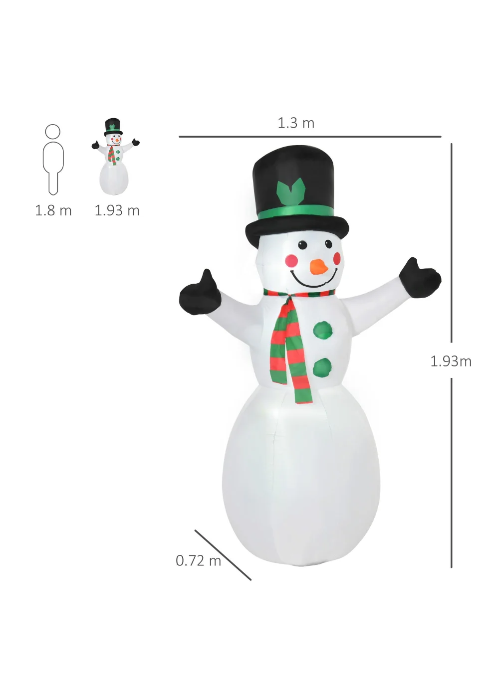 HOMCOM 6.5ft Inflatable Snowman LED Christmas - One Size Image 3