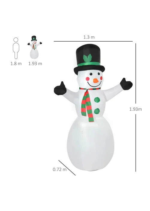 HOMCOM 6.5ft Inflatable Snowman LED Christmas - One Size Image 3