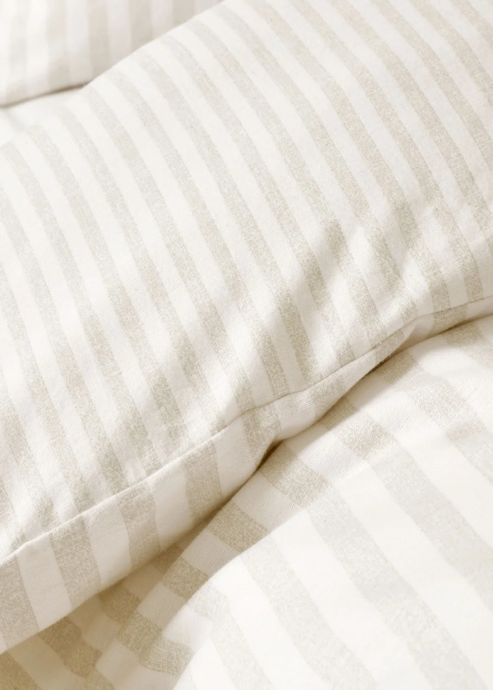 Catherine Lansfield Brushed Stripe Cotton Reversible Duvet Cover Set Natural - Single Image 4