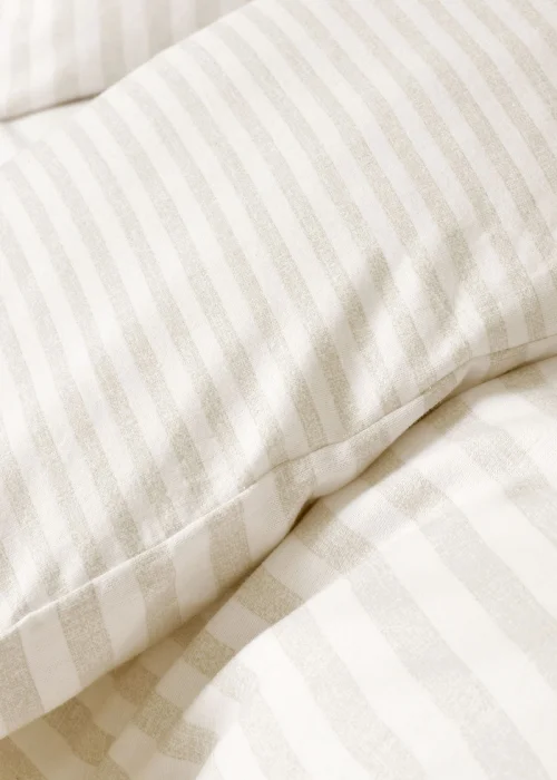 Catherine Lansfield Brushed Stripe Cotton Reversible Duvet Cover Set Natural - Single Image 4