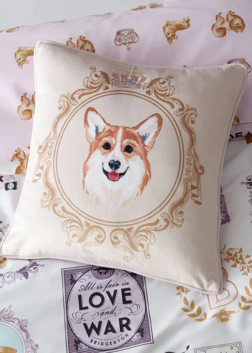 Bridgerton By Catherine Lansfield Mr Newton Corgi Soft Touch Cushion (45x45cm) - One Size Image 3