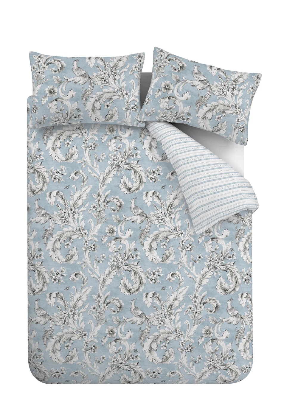 Bridgerton By Catherine Lansfield Regal Floral Reversible Duvet Cover Set Blue - Single Image 4