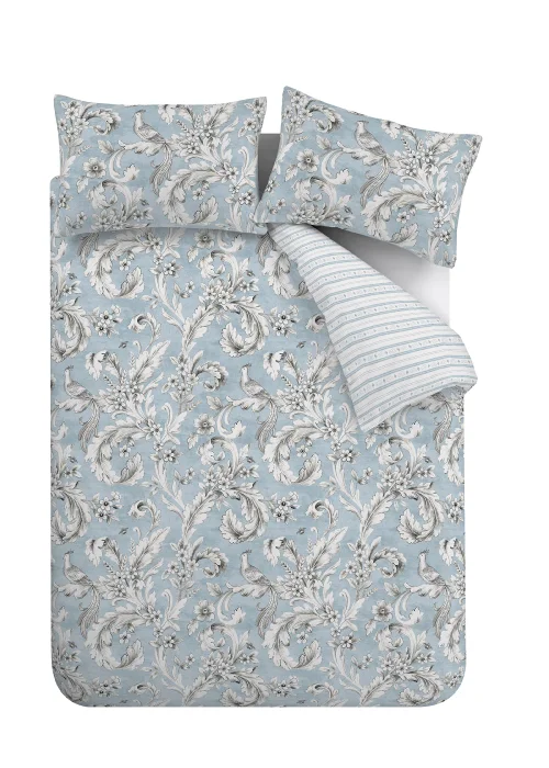 Bridgerton By Catherine Lansfield Regal Floral Reversible Duvet Cover Set Blue - Single Image 4