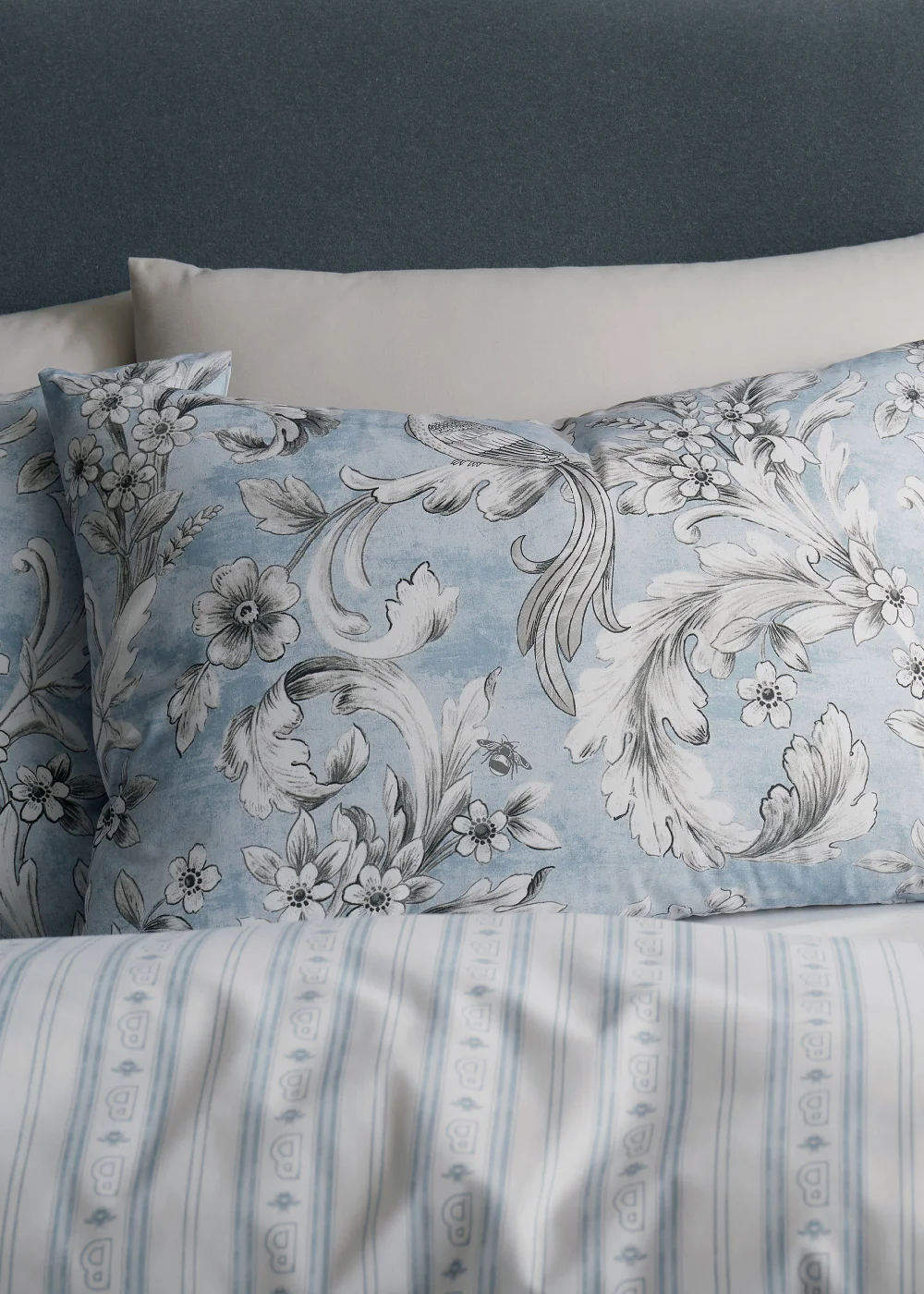 Bridgerton By Catherine Lansfield Regal Floral Reversible Duvet Cover Set Blue - Single Image 3