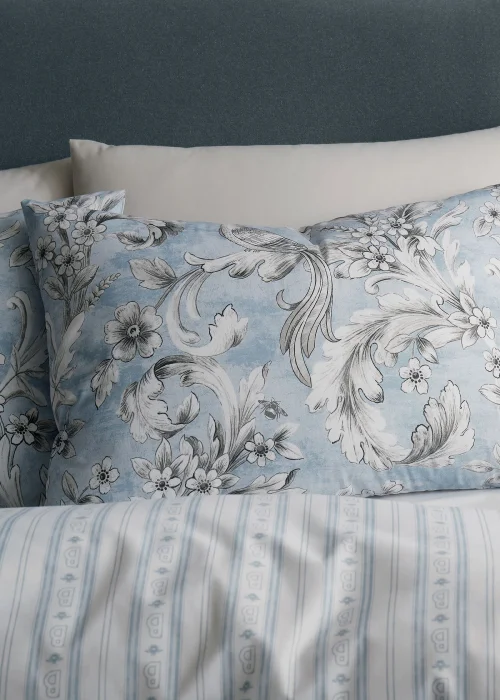 Bridgerton By Catherine Lansfield Regal Floral Reversible Duvet Cover Set Blue - Single Image 3
