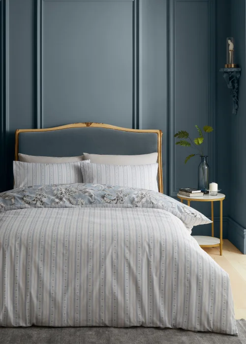 Bridgerton By Catherine Lansfield Regal Floral Reversible Duvet Cover Set Blue - Single Image 2