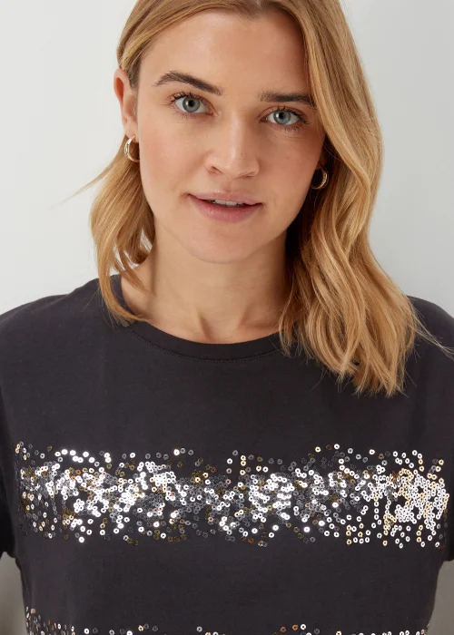 Black Sequin Stripe T-Shirt - 8 Image 3