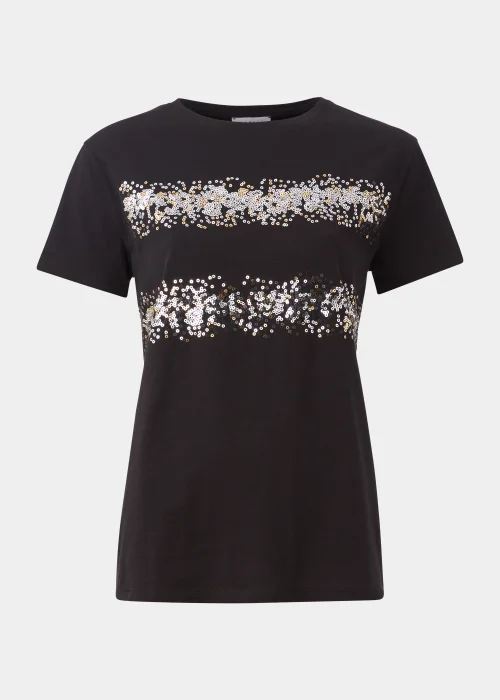 Black Sequin Stripe T-Shirt - 8 Image 5
