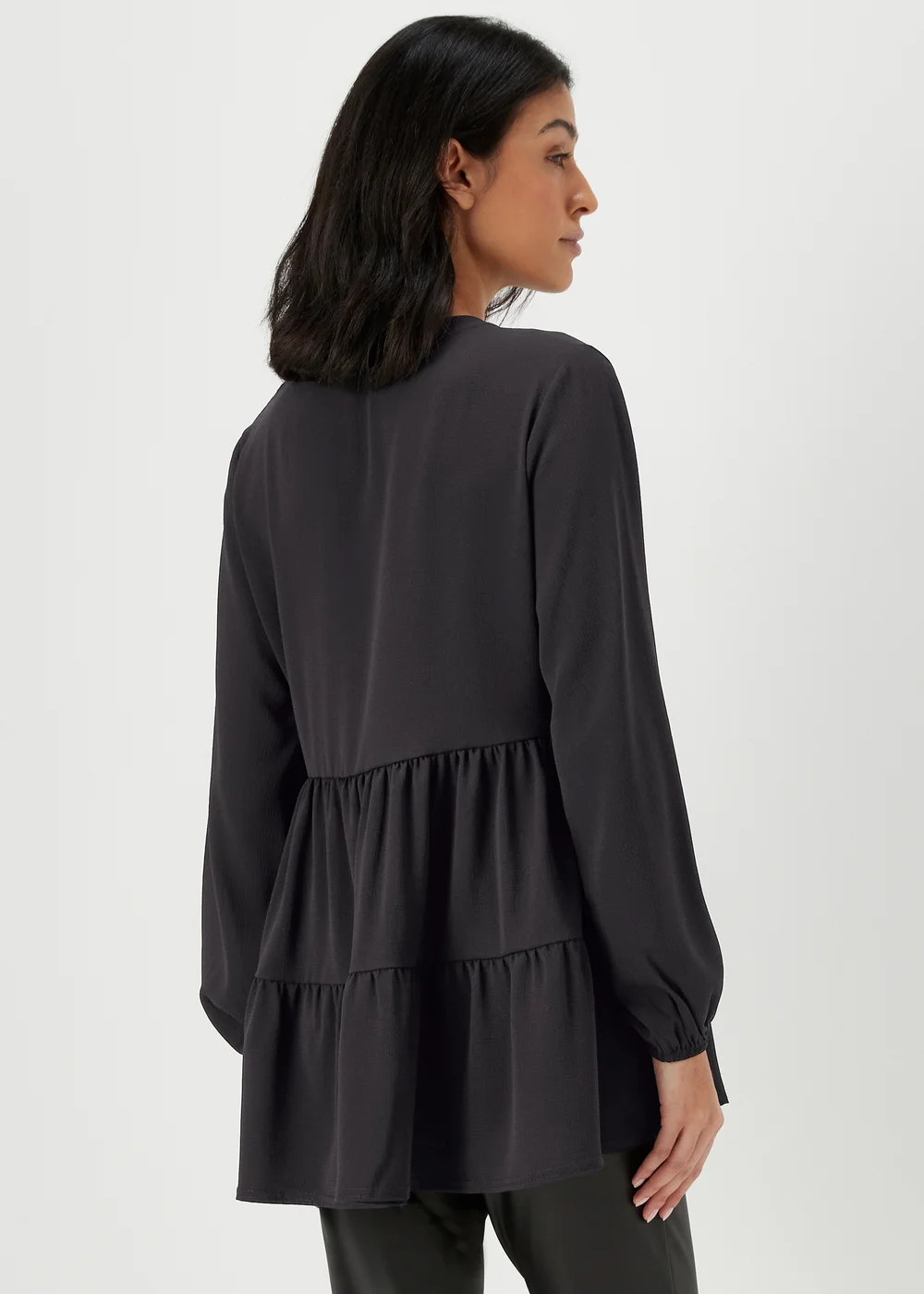Black Button Up Tiered Shirt - 8 Image 2